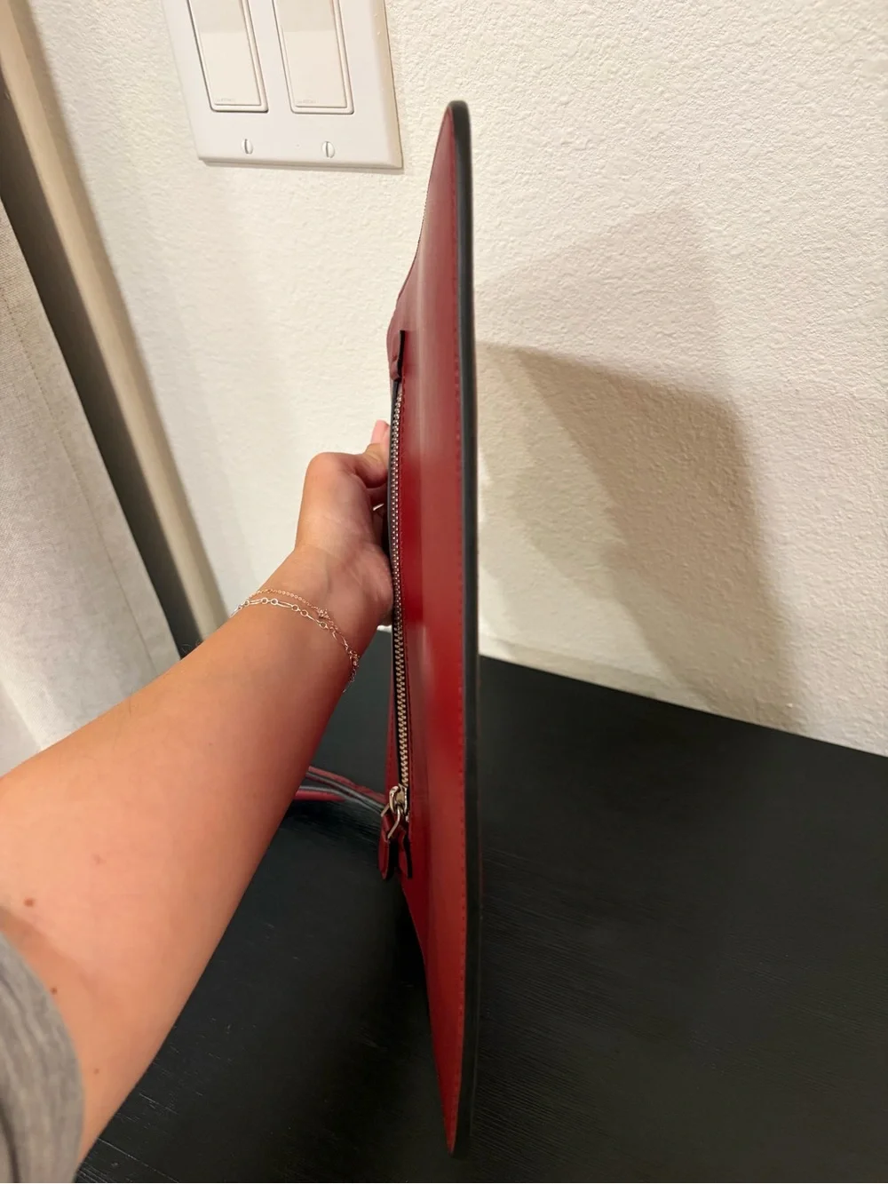 Authentic Salvatore Ferragamo Red Leather Wristlet Clutch
